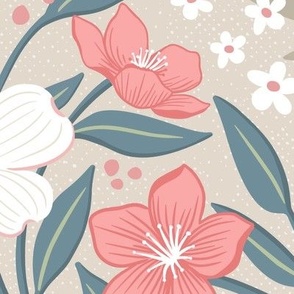 Dogwood Neutral Floral - Large Scale