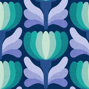 Modern Retro Floral //  big scale 0055 H // Vintage flower tulip daisy ombre fabric Aesthetic ,70 ,80 1970 1980