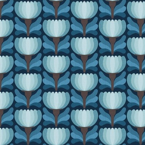 Modern Retro Floral //  small scale 0055 A // Vintage flower tulip daisy ombre fabric Aesthetic ,70 ,80 1970 1980