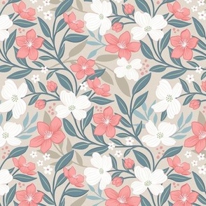 Dogwood Neutral Floral - Small Scale