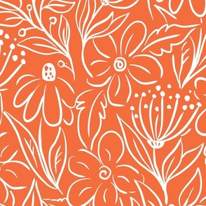 elizabeth orange floral wallpaper scale