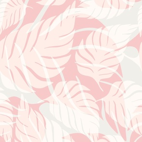 Tropical Leaves - 3151 jumbo - pink blush cream