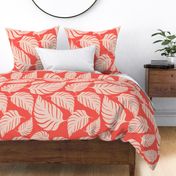 Tropical Leaves - 3157 jumbo - Coral and Light Blush