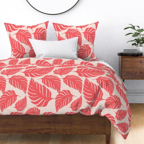 Tropical Leaves - 3159 jumbo - Coral and Light Blush