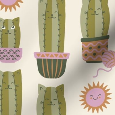 Sunshine and Catcus friends, Cactus cats in the happy sun