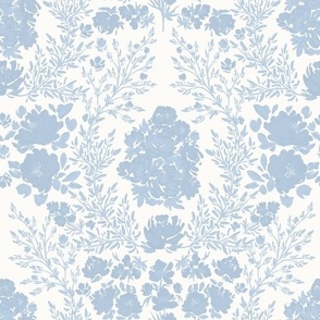 Medium - Fiona's Garden Watercolour Florals Silhouette - Off White Blue