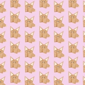Origami Foxes on Light Pink Small Scale