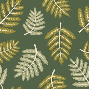 Woodland Fern Fronds in shades of Green