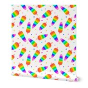 Vibrant rainbow popsicle and colorful confetti, ice pop, ice cream