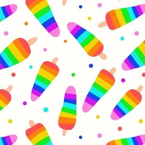 Vibrant rainbow popsicle and colorful confetti, ice pop, ice cream