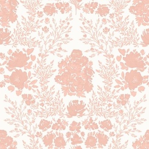 Medium - Fiona's Garden Watercolour Florals Silhouette - Off White Salmon Pink