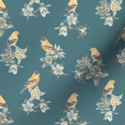 Columbine &  Gold finch in Vintage -12in