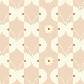 Abstract beige floral butterfly