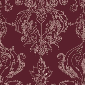 cranberry red damask