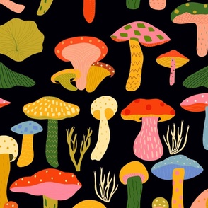 Colorful hand-drawn mushrooms 