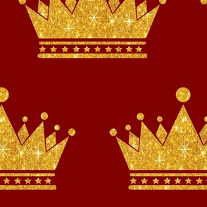 Gold Glitter Crown on Red, Large Scale