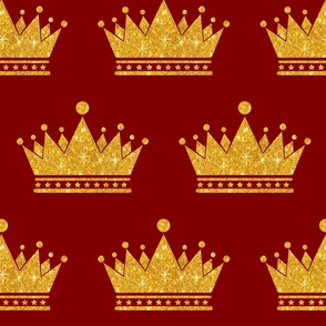Gold Glitter Crown on Red, Medium Scale