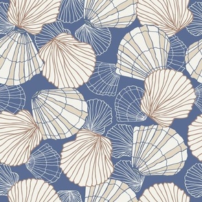 (M) Scallop Seashells | Blue Nova | Med Scale | Coastal Chic