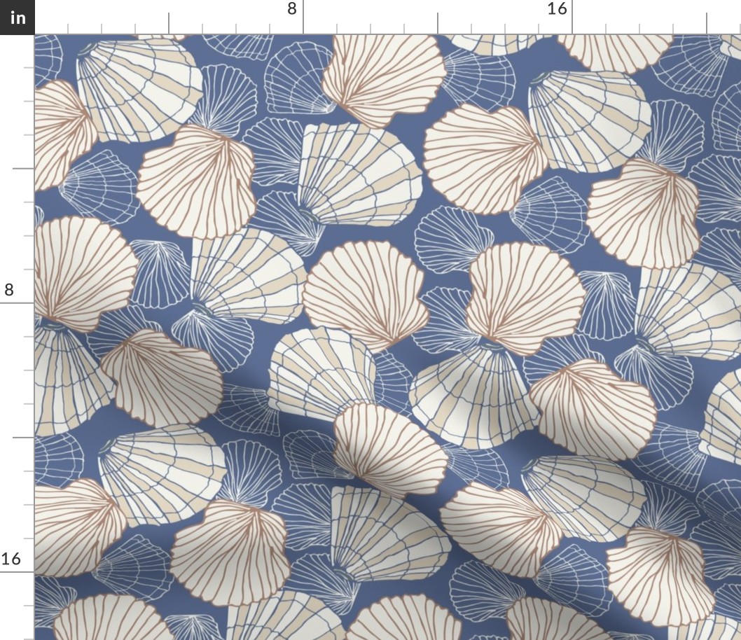 (M) Scallop Seashells | Blue Nova 825 Benjamin Moore | Med Scale | Coastal Chic