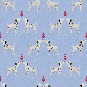 Puppy Love: Valentines Day Dalmatian Dog with Spots on Power Blue with Red Love Hearts 