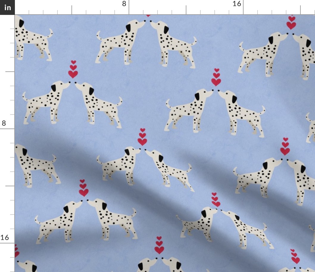 Puppy Love: Valentines Day Dalmatian Dog with Spots on Power Blue with Red Love Hearts 