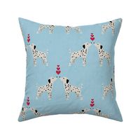 Puppy Love: Valentines Day Dalmatian Dog with Spots on Baby Blue with Red Love Hearts 