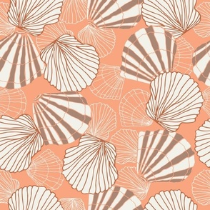(M) Scallop Sea Shells | Peachy Keen | Med Scale | Coastal Chic