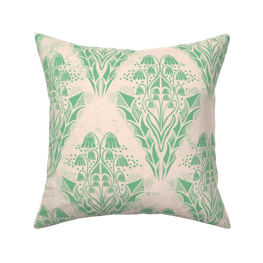 Block Print Small Dainty Wildflowers - Sweet Green on Cream