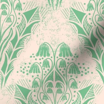 Block Print Small Dainty Wildflowers - Sweet Green on Cream