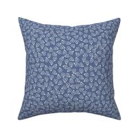 Ditsy Leaves quilting blender |  Blue Nova White Dove | Small Scale