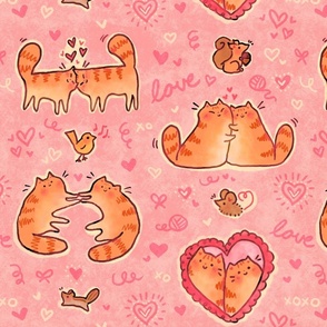 Orange Cat Valentines | Love Hearts Pink Kitty