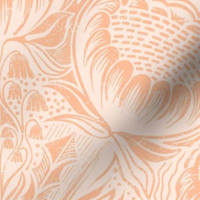 Block Print Wildflowers Ogee Pattern - Peach Fuzz Reversed