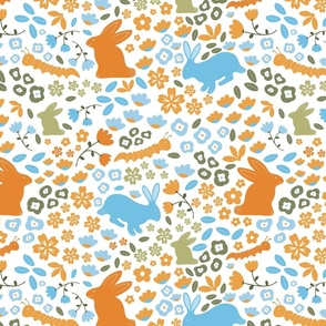 Bunnies - Baby Blue and Orange - Rabbits - Hare - Pets - Wildlife - Nature - Kids - Bunny - Bunnies