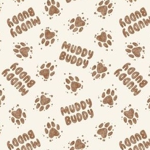 Muddy Buddy - Mud Paw Prints - cream - LAD23