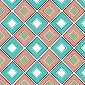 beige turquoise geometric pattern