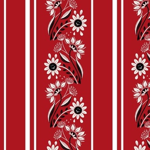 (L)decorative  Floral stripes on red