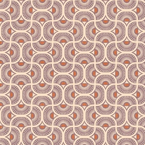 ( S ) Rising sun brown scallop geometric wallpaper 