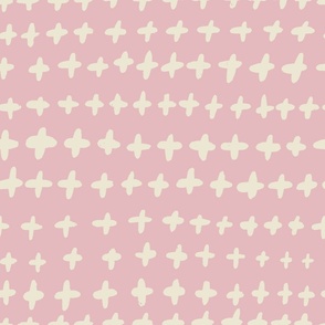 (M) Bee Happy Blender - Handdrawn Cream Crosses on a Pale Pink Background