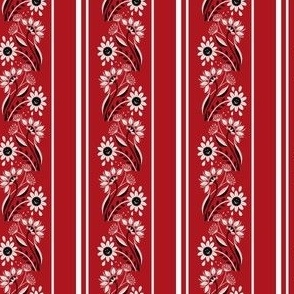 (S) decorative Floral stripes on red