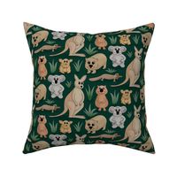 Cute Australian Animals - Dark Green - Medium Scale