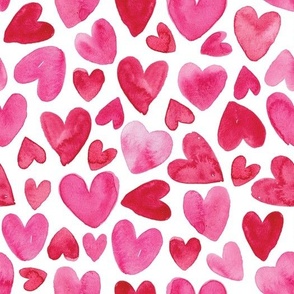 valentine watercolor hearts medium scale