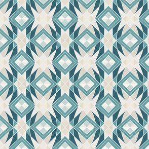 Colorful geometric abstract squares // SMALL scale 0022 H // symmetrical squares triangles rhombuses multicolour harmony turquoise  beige sea maritime marine