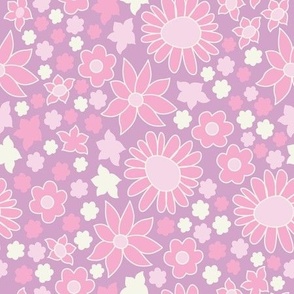 Pink Flower Power Wrapping Paper by Groovy Girl