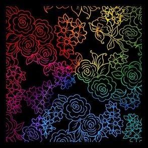 Rainbow Roses Block Printing Squares Stained Glass