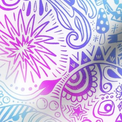 Mexican Doodles - Purple White