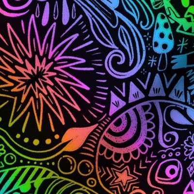 Mexican Doodles - Rainbow Black