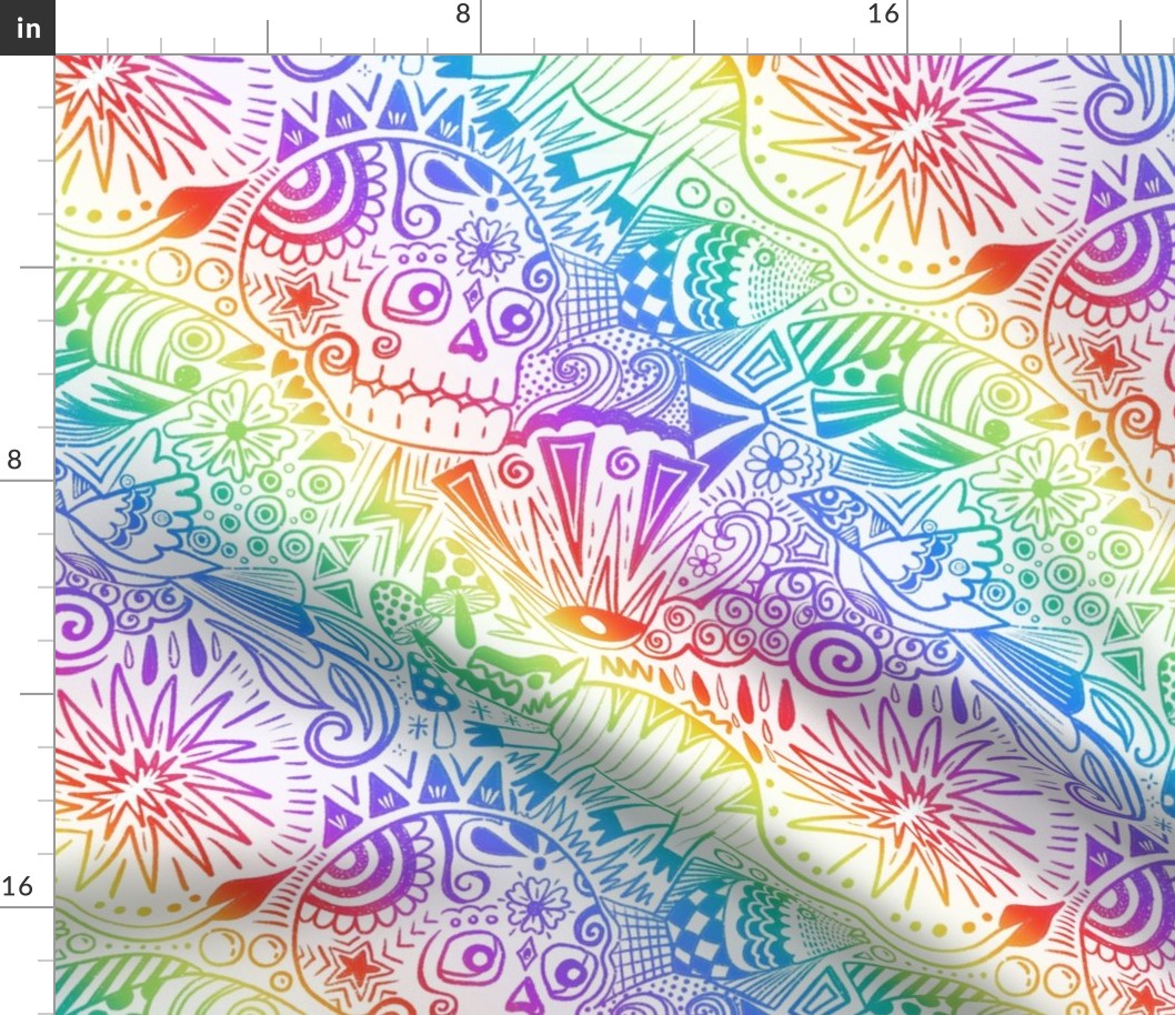 Mexican Doodles - Rainbow White