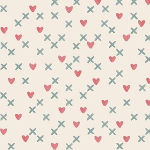 Hearts and Kisses | Rosebud Pink and Cream | Cute Romantic