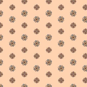 Peach floral rosette foulard pattern