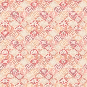 Blockprint floral in peach, coral and cream 6"